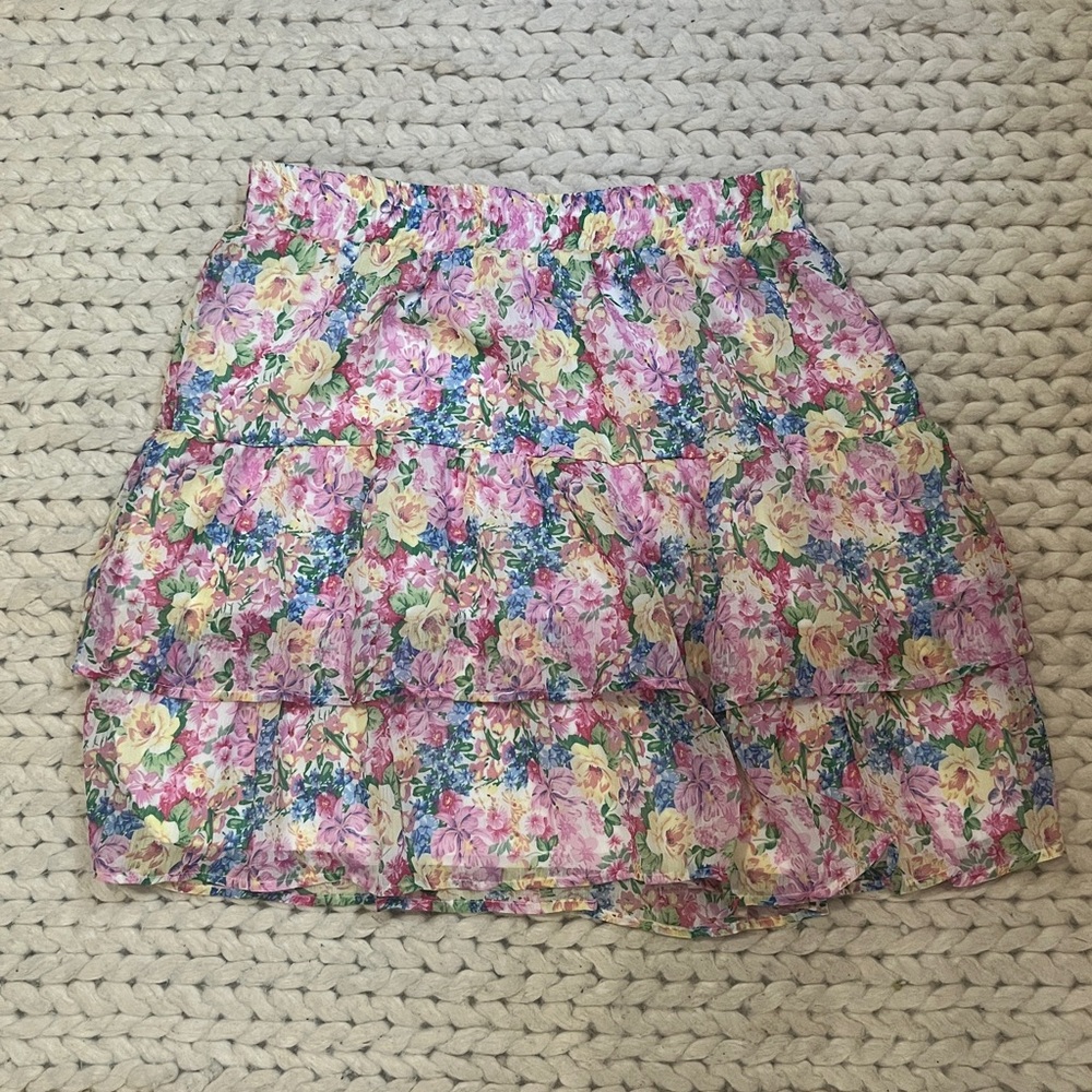 Floral Tiered Mini Skirt